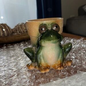 NWT Frog Planter with Green and Tan Colors